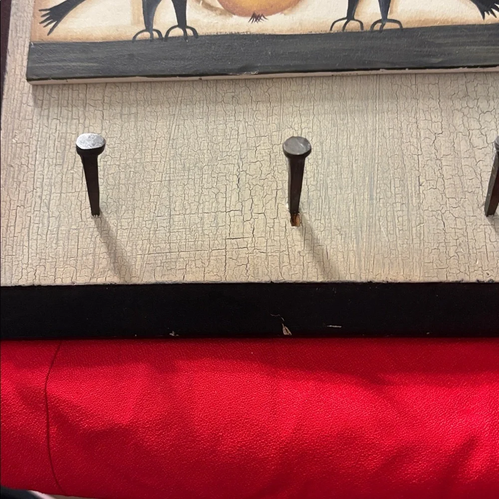 Rustic Black and Cream Bird Wall Hook Decor